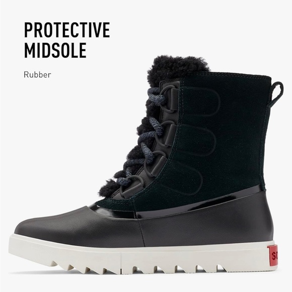 Sorel Women's Joan of Arctic Leather & Suede Winter Boot Black Sea Salt, US 8.5 - Picture 7 of 9